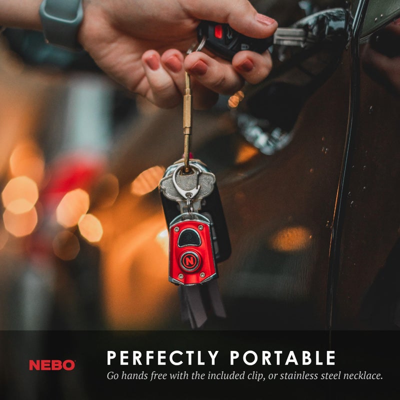 NEBO MYCRO Keychain Flashlight | 400 Lumens, Rechargeable EDC Light with 6 Red, Green & White Modes, Water Resistant, Portable, Includes Charging Cable & Stainless Steel Necklace - Image 3